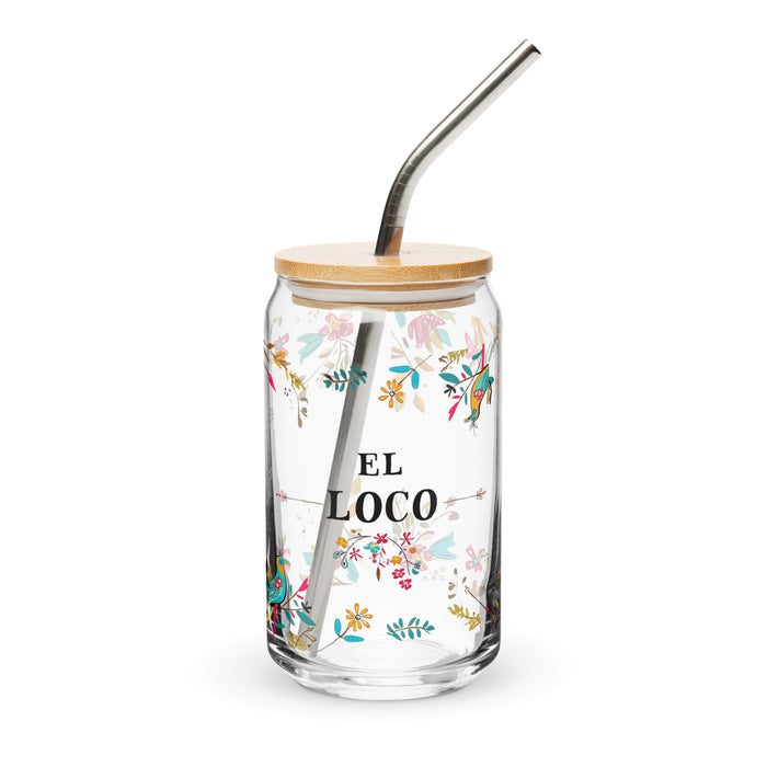 El Loco Exclusive Art Piece Can-Shaped Glass Home Office Work Mexican Spanish Pride Gift Cup One-Of-A-Kind Calligraphy Glass | E4