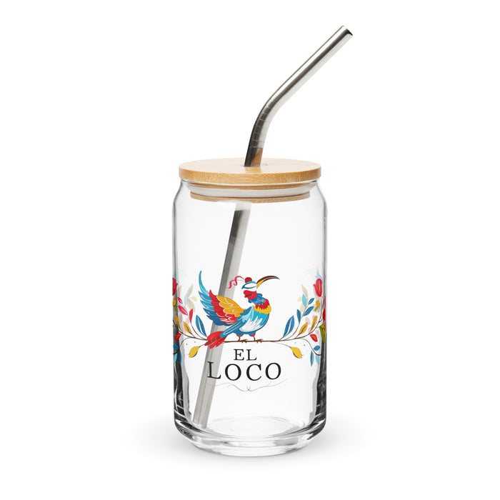 El Loco Exclusive Art Piece Can-Shaped Glass Home Office Work Mexican Spanish Pride Gift Cup One-Of-A-Kind Calligraphy Glass | E6