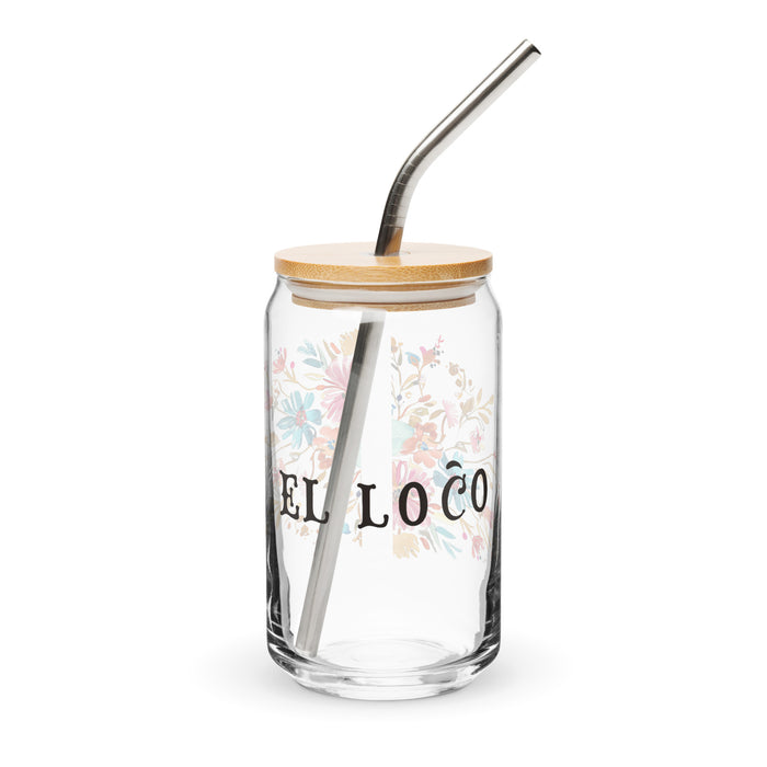 El Loco Exclusive Art Piece Can-Shaped Glass Home Office Work Mexican Spanish Pride Gift Cup One-Of-A-Kind Calligraphy Glass | E12