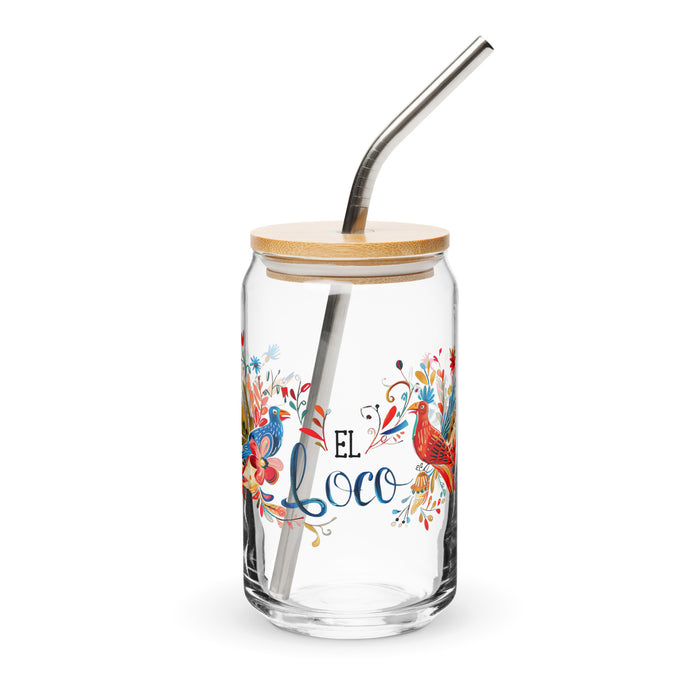 El Loco Exclusive Art Piece Can-Shaped Glass Home Office Work Mexican Spanish Pride Gift Cup One-Of-A-Kind Calligraphy Glass | E13