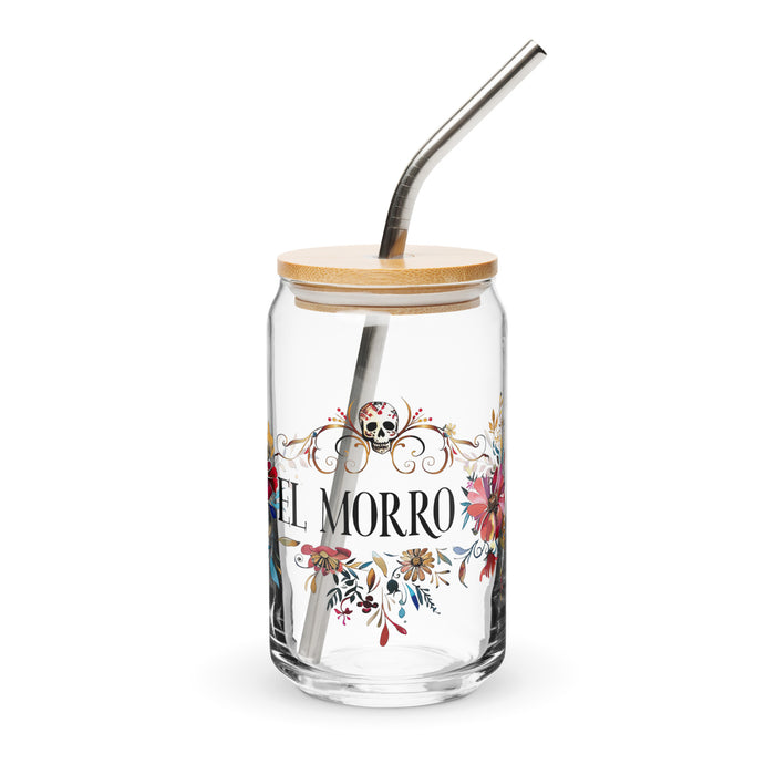 El Morro Exclusive Art Piece Can-Shaped Glass Home Office Work Mexican Spanish Pride Gift Cup One-Of-A-Kind Calligraphy Glass | E18