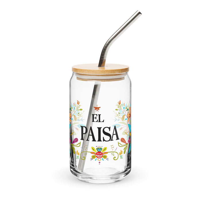 El Paisa Exclusive Art Piece Can-Shaped Glass Home Office Work Mexican Spanish Pride Gift Cup One-Of-A-Kind Calligraphy Glass | E2