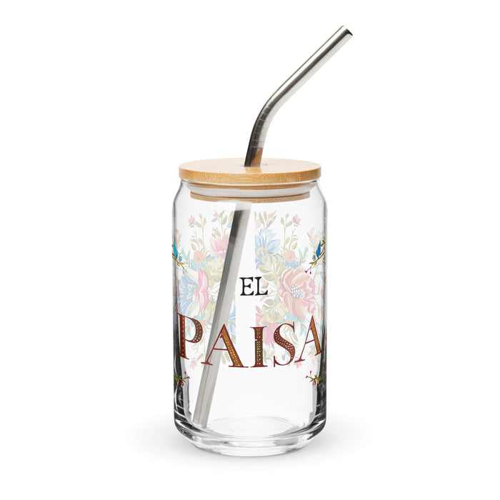 El Paisa Exclusive Art Piece Can-Shaped Glass Home Office Work Mexican Spanish Pride Gift Cup One-Of-A-Kind Calligraphy Glass | E3