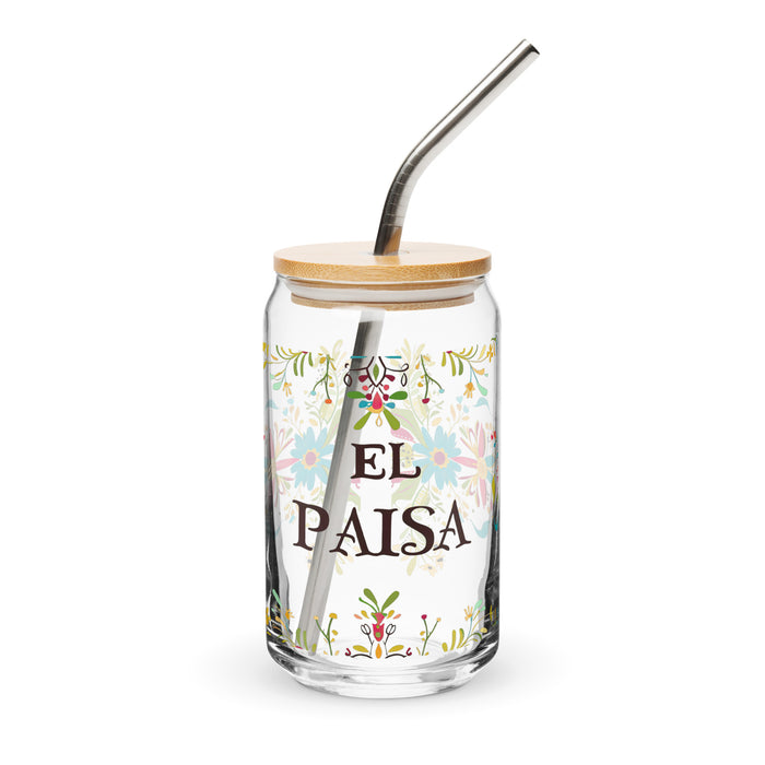 El Paisa Exclusive Art Piece Can-Shaped Glass Home Office Work Mexican Spanish Pride Gift Cup One-Of-A-Kind Calligraphy Glass | E4