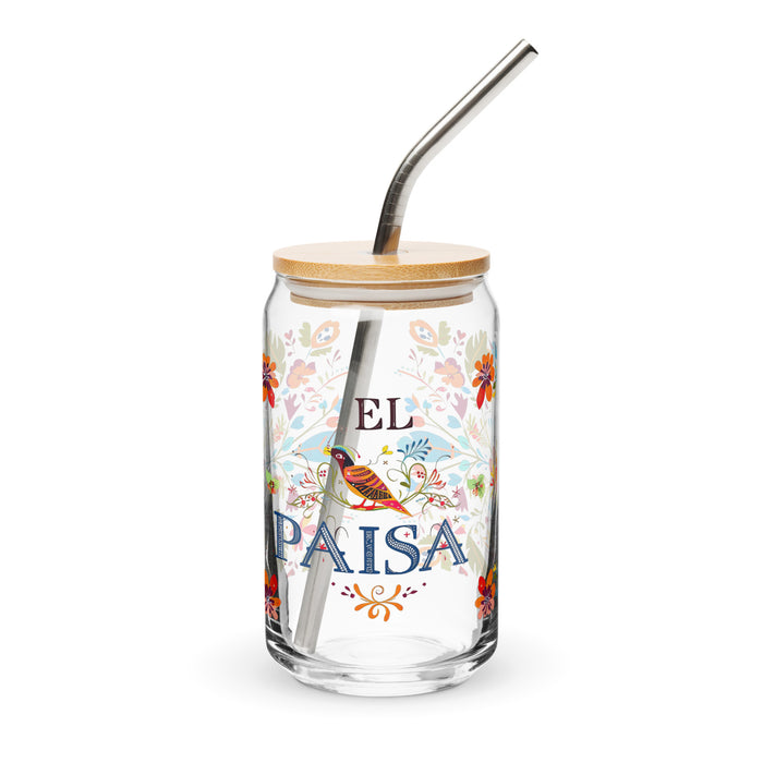 El Paisa Exclusive Art Piece Can-Shaped Glass Home Office Work Mexican Spanish Pride Gift Cup One-Of-A-Kind Calligraphy Glass | E6