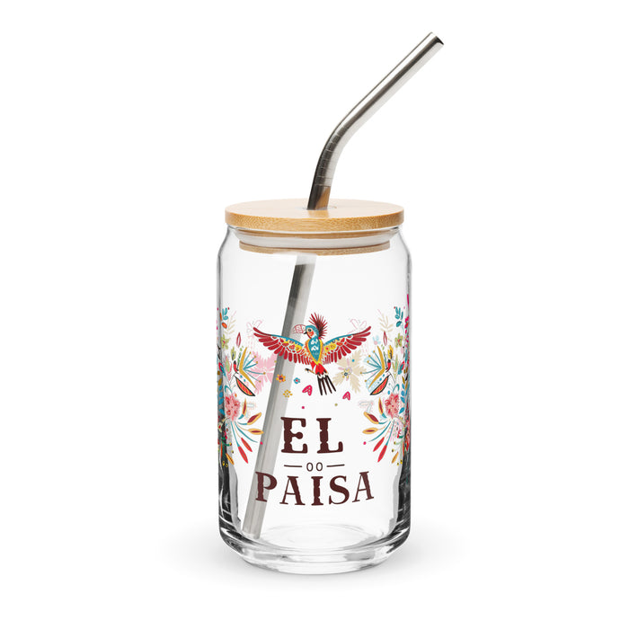 El Paisa Exclusive Art Piece Can-Shaped Glass Home Office Work Mexican Spanish Pride Gift Cup One-Of-A-Kind Calligraphy Glass | E7