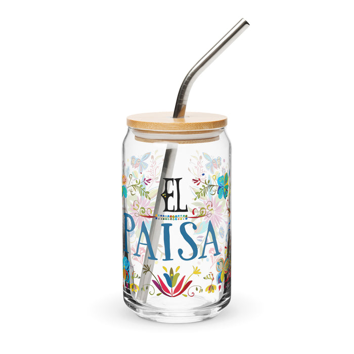 El Paisa Exclusive Art Piece Can-Shaped Glass Home Office Work Mexican Spanish Pride Gift Cup One-Of-A-Kind Calligraphy Glass | E9