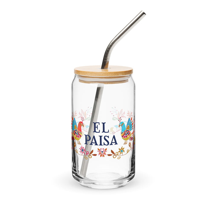 El Paisa Exclusive Art Piece Can-Shaped Glass Home Office Work Mexican Spanish Pride Gift Cup One-Of-A-Kind Calligraphy Glass | E10