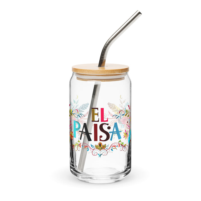 El Paisa Exclusive Art Piece Can-Shaped Glass Home Office Work Mexican Spanish Pride Gift Cup One-Of-A-Kind Calligraphy Glass | E13