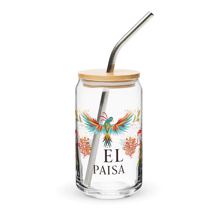 El Paisa Exclusive Art Piece Can-Shaped Glass Home Office Work Mexican Spanish Pride Gift Cup One-Of-A-Kind Calligraphy Glass | E14