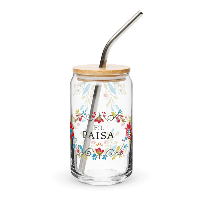 El Paisa Exclusive Art Piece Can-Shaped Glass Home Office Work Mexican Spanish Pride Gift Cup One-Of-A-Kind Calligraphy Glass | E16