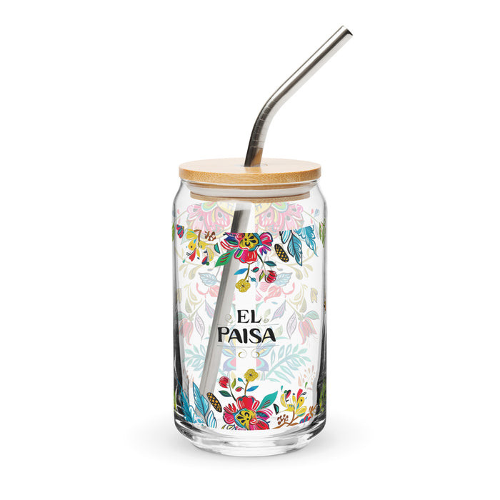 El Paisa Exclusive Art Piece Can-Shaped Glass Home Office Work Mexican Spanish Pride Gift Cup One-Of-A-Kind Calligraphy Glass | E17