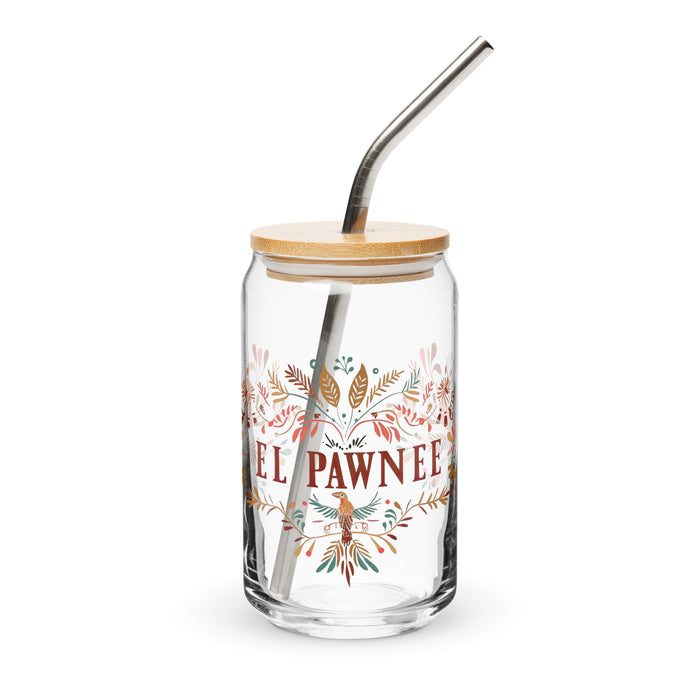 El Pawnee Exclusive Art Piece Can-Shaped Glass Home Office Work Mexican Spanish Pride Gift Cup One-Of-A-Kind Calligraphy Glass | E2