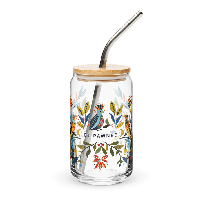 El Pawnee Pièce d'art exclusive en verre en forme de canette Bureau à domicile Travail Tasse cadeau de fierté espagnole mexicaine Verre de calligraphie unique en son genre | E6