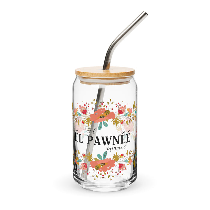 El Pawnee Exclusive Art Piece Can-Shaped Glass Home Office Work Mexican Spanish Pride Gift Cup One-Of-A-Kind Calligraphy Glass | E7