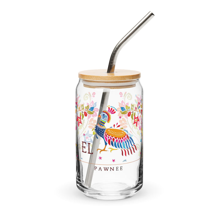 El Pawnee Exclusive Art Piece Can-Shaped Glass Home Office Work Mexican Spanish Pride Gift Cup One-Of-A-Kind Calligraphy Glass | E9