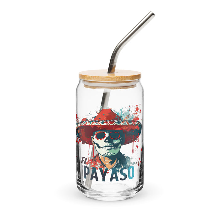 El Payaso Exclusive Art Piece Can-Shaped Glass Home Office Work Mexican Spanish Pride Gift Cup One-Of-A-Kind Calligraphy Glass | E2