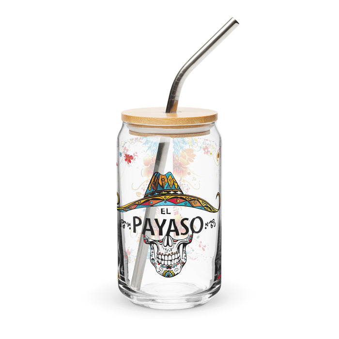 El Payaso Exclusive Art Piece Can-Shaped Glass Home Office Work Mexican Spanish Pride Gift Cup One-Of-A-Kind Calligraphy Glass | E6