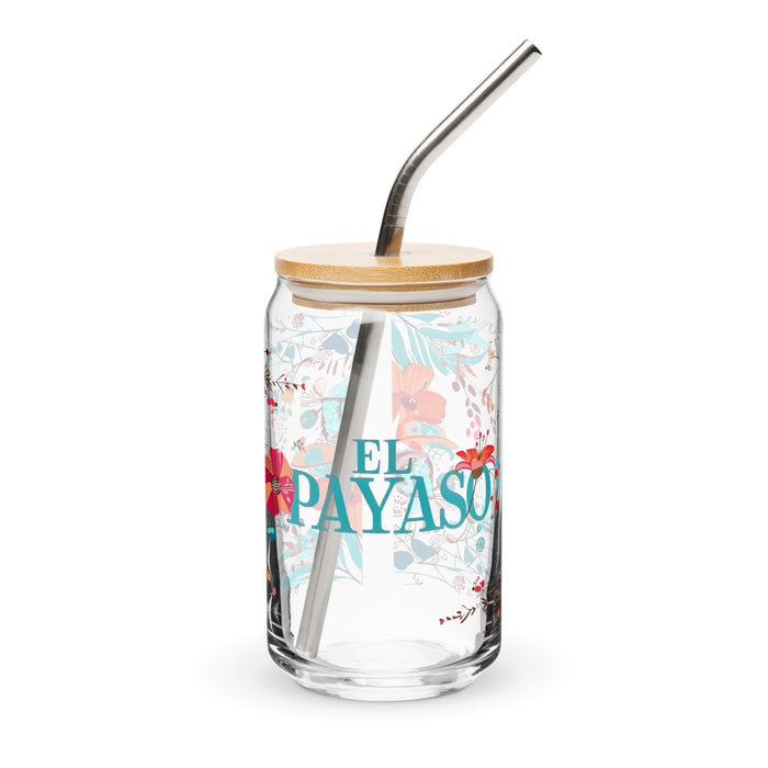 El Payaso Exclusive Art Piece Can-Shaped Glass Home Office Work Mexican Spanish Pride Gift Cup One-Of-A-Kind Calligraphy Glass | E7