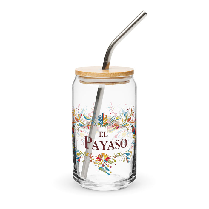 El Payaso Pièce d'art exclusive en verre en forme de canette Bureau à domicile Travail Tasse cadeau de fierté espagnole mexicaine Verre de calligraphie unique en son genre | E10