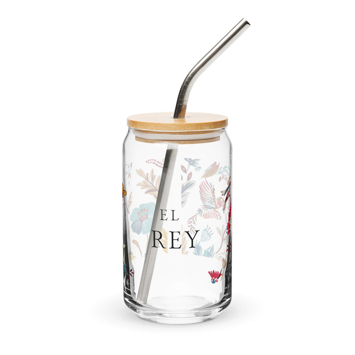 El Rey Exclusive Art Piece Can-Shaped Glass Home Office Work Mexican Spanish Pride Gift Cup One-Of-A-Kind Calligraphy Glass | E1