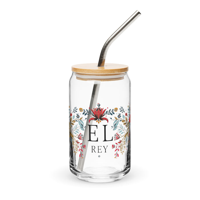 El Rey Exclusive Art Piece Can-Shaped Glass Home Office Work Mexican Spanish Pride Gift Cup One-Of-A-Kind Calligraphy Glass | E3