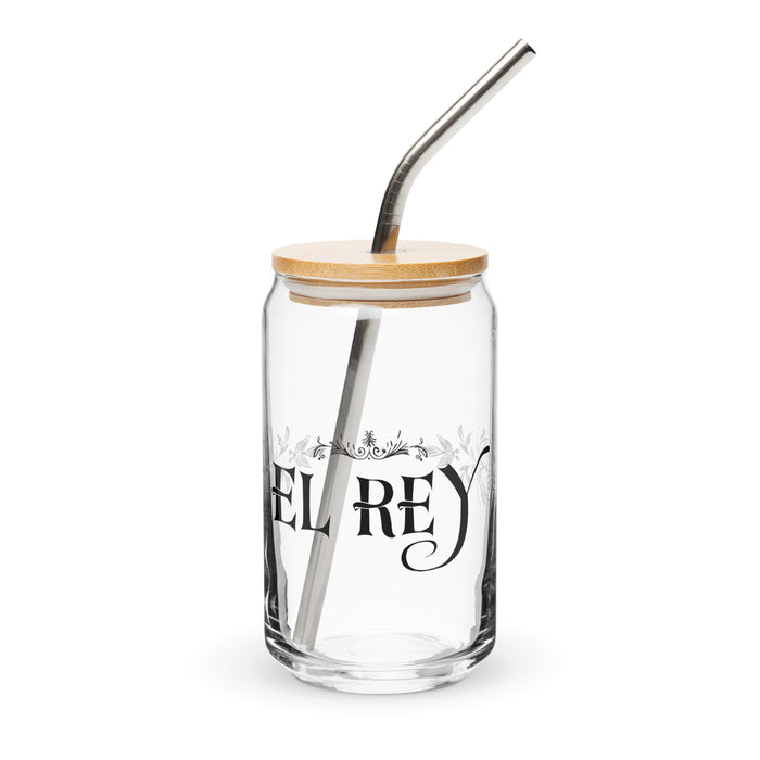 El Rey Exclusive Art Piece Can-Shaped Glass Home Office Work Mexican Spanish Pride Gift Cup One-Of-A-Kind Calligraphy Glass | E6