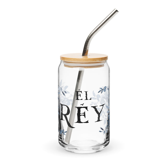 El Rey Exclusive Art Piece Can-Shaped Glass Home Office Work Mexican Spanish Pride Gift Cup One-Of-A-Kind Calligraphy Glass | E8