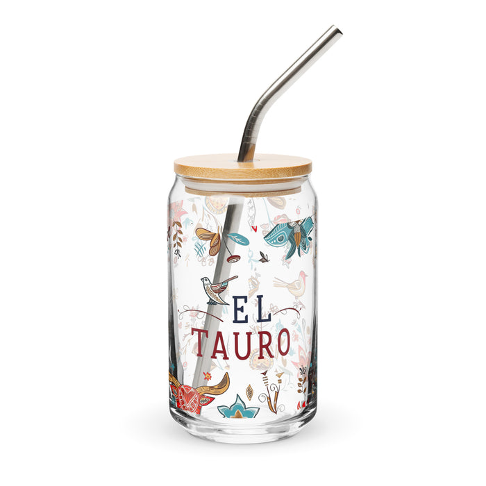 El Tauro Exclusive Art Piece Can-Shaped Glass Home Office Work Mexican Spanish Pride Gift Cup One-Of-A-Kind Calligraphy Glass | E1