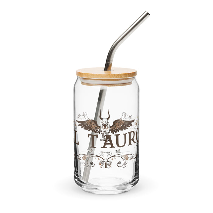 El Tauro Exclusive Art Piece Can-Shaped Glass Home Office Work Mexican Spanish Pride Gift Cup One-Of-A-Kind Calligraphy Glass | E4