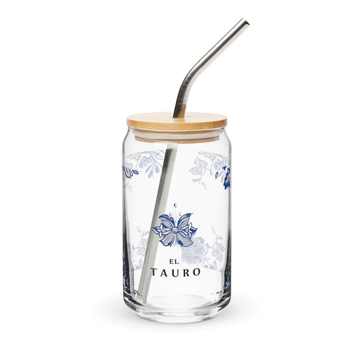 El Tauro Exclusive Art Piece Can-Shaped Glass Home Office Work Mexican Spanish Pride Gift Cup One-Of-A-Kind Calligraphy Glass | E5