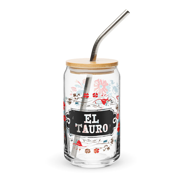 El Tauro Exclusive Art Piece Can-Shaped Glass Home Office Work Mexican Spanish Pride Gift Cup One-Of-A-Kind Calligraphy Glass | E6