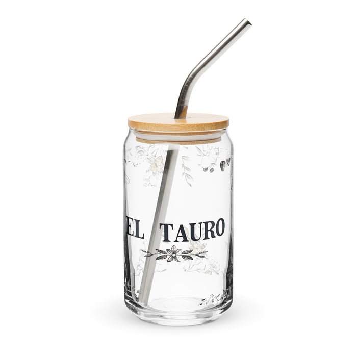 El Tauro Exclusive Art Piece Can-Shaped Glass Home Office Work Mexican Spanish Pride Gift Cup One-Of-A-Kind Calligraphy Glass | E7