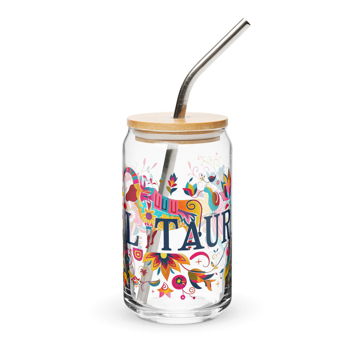 El Tauro Exclusive Art Piece Can-Shaped Glass Home Office Work Mexican Spanish Pride Gift Cup One-Of-A-Kind Calligraphy Glass | E8