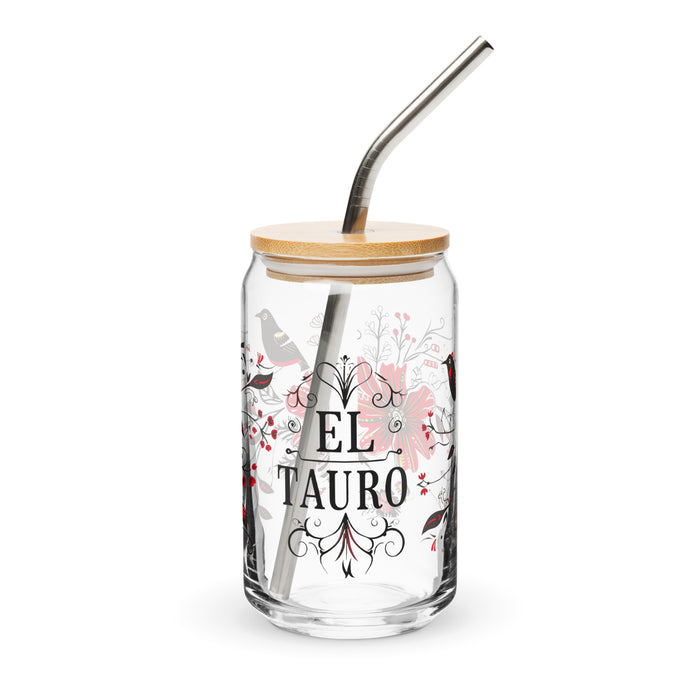 El Tauro Exclusive Art Piece Can-Shaped Glass Home Office Work Mexican Spanish Pride Gift Cup One-Of-A-Kind Calligraphy Glass | E9