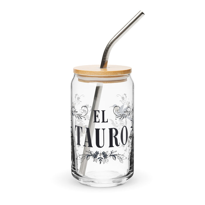 El Tauro Exclusive Art Piece Can-Shaped Glass Home Office Work Mexican Spanish Pride Gift Cup One-Of-A-Kind Calligraphy Glass | E12