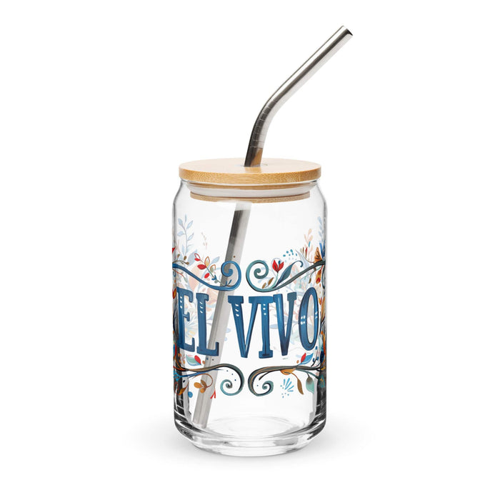 El Virgo Exclusive Art Piece Can-Shaped Glass Home Office Work Mexican Spanish Pride Gift Cup One-Of-A-Kind Calligraphy Glass | E11