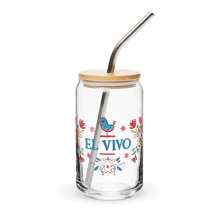 El Vivo Exclusive Art Piece Can-Shaped Glass Home Office Work Mexican Spanish Pride Gift Cup One-Of-A-Kind Calligraphy Glass | E6