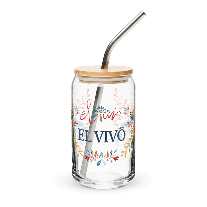 El Vivo Exclusive Art Piece Can-Shaped Glass Home Office Work Mexican Spanish Pride Gift Cup One-Of-A-Kind Calligraphy Glass | E8