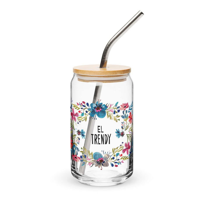 El Trendy Pièce d'art exclusive en verre en forme de canette Bureau à domicile Travail Tasse cadeau de fierté espagnole mexicaine Verre de calligraphie unique en son genre | E4