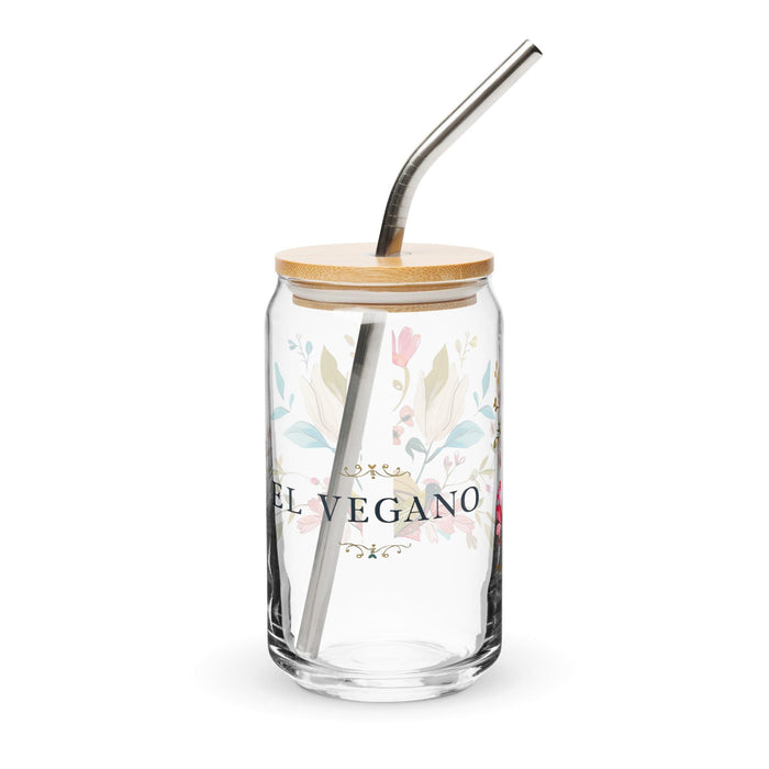 El Vegano Pièce d'art exclusive en verre en forme de canette Bureau à domicile Travail Tasse cadeau de fierté espagnole mexicaine Verre de calligraphie unique en son genre | E1