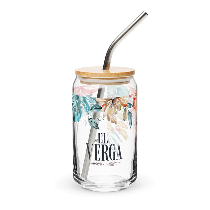 Pieza de arte exclusiva de El Verga, vaso de vidrio con forma de lata para el hogar, la oficina, el trabajo, el orgullo mexicano, el regalo, vaso de vidrio con caligrafía única en su tipo | E14