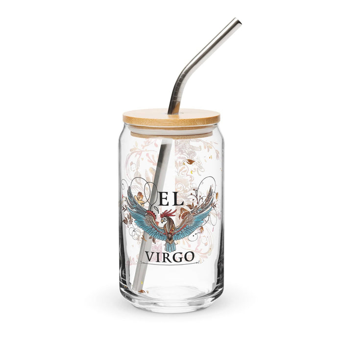 El Virgo Exclusive Art Piece Can-Shaped Glass Home Office Work Mexican Spanish Pride Gift Cup One-Of-A-Kind Calligraphy Glass | E8