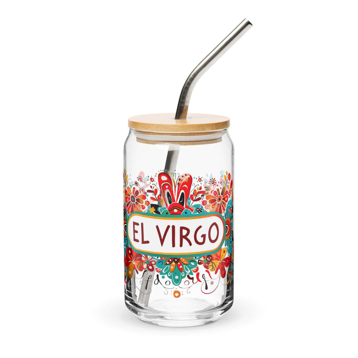 El Virgo Exclusive Art Piece Can-Shaped Glass Home Office Work Mexican Spanish Pride Gift Cup One-Of-A-Kind Calligraphy Glass | E9