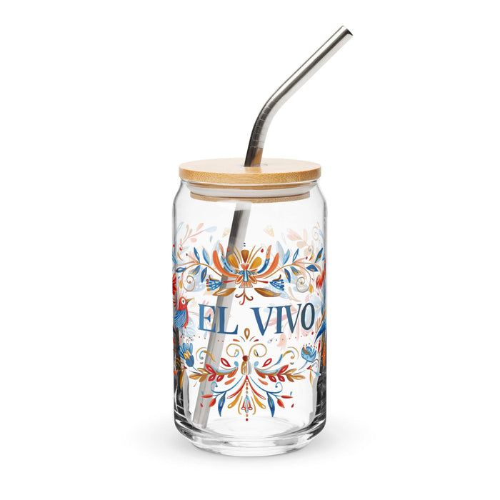 El Vivo Exclusive Art Piece Can-Shaped Glass Home Office Work Mexican Spanish Pride Gift Cup One-Of-A-Kind Calligraphy Glass | E13