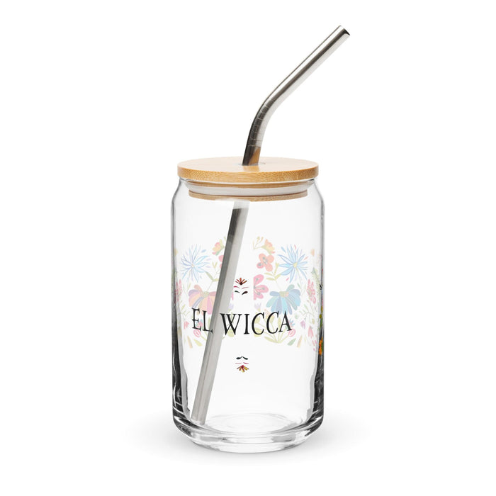 El Wicca Pièce d'art exclusive en verre en forme de canette Bureau à domicile Travail Tasse cadeau de fierté espagnole mexicaine Verre de calligraphie unique en son genre | E5