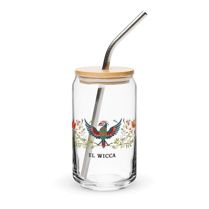 Pieza de arte exclusiva de El Wicca, vaso de vidrio con forma de lata, regalo para el hogar, la oficina, el trabajo, el orgullo mexicano y español, vaso de vidrio con caligrafía única en su tipo | E7