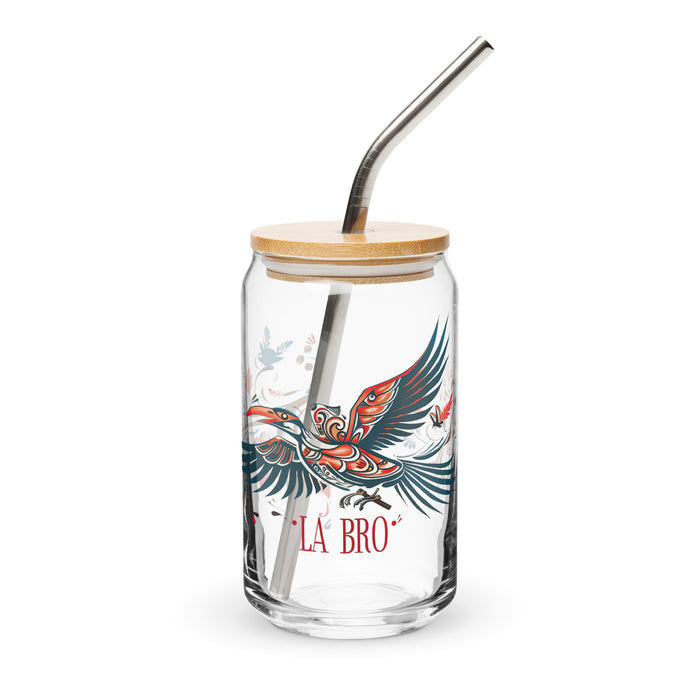 La Bro Exclusive Art Piece Can-Shaped Glass Home Office Work Mexican Spanish Pride Gift Cup One-Of-A-Kind Calligraphy Glass | L2