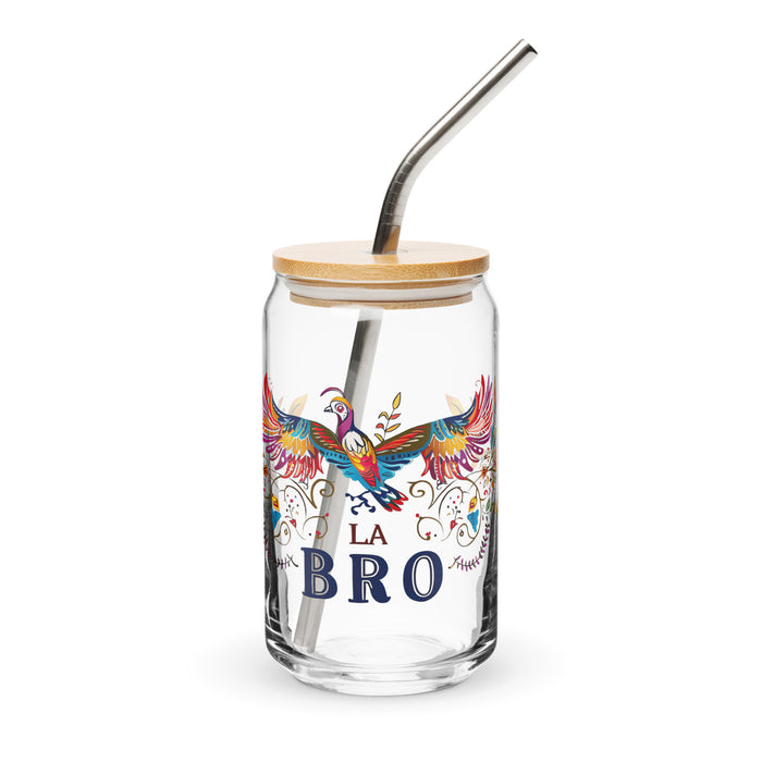 La Bro Exclusive Art Piece Can-Shaped Glass Home Office Work Mexican Spanish Pride Gift Cup One-Of-A-Kind Calligraphy Glass | L3