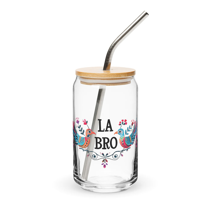 La Bro Exclusive Art Piece Can-Shaped Glass Home Office Work Mexican Spanish Pride Gift Cup One-Of-A-Kind Calligraphy Glass | L5